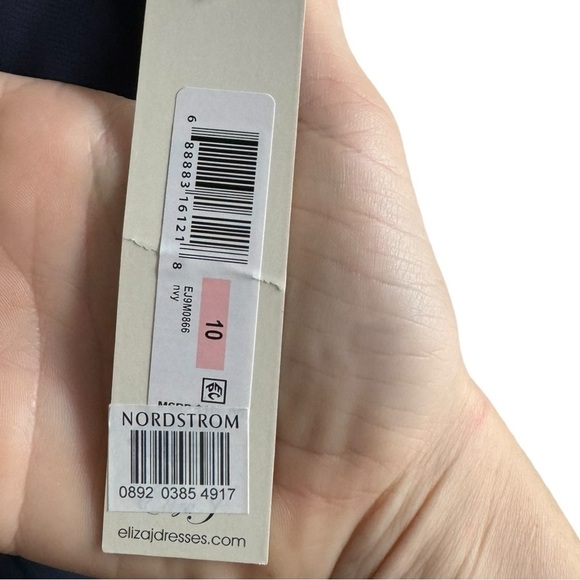 Eliza J Embellished High Low Chiffon Dress 10 Navy Blue - Picture 12 of 13